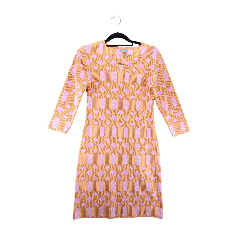 S J. Mclaughlin Carly Cabana Catalina Cloth 3/4 Sleeve Mini Dress Sheath Shift